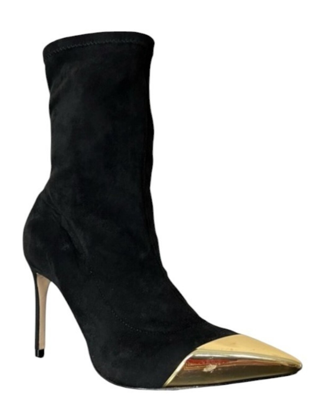 SALE 🛒 Schutz Luh Stretch Gold Cap Pointed Toe Stiletto Heeled Boots